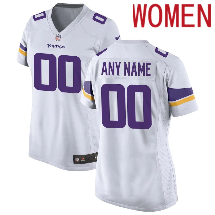 Cheap Women Minnesota Vikings Nike White Custom Game NFL Jersey